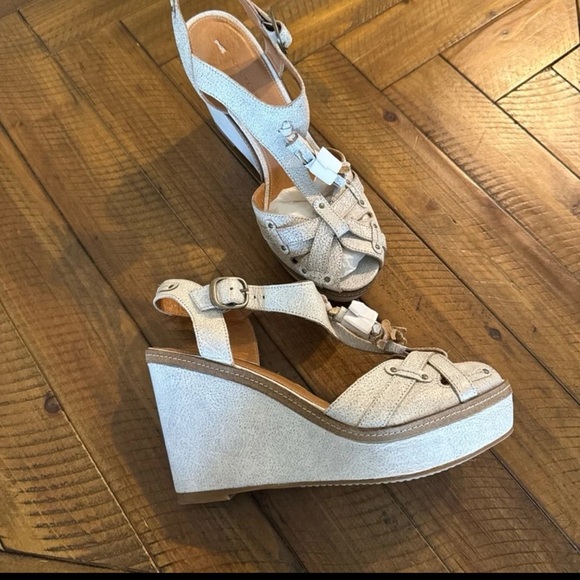 NWT Anthropologie Schuler and Sons Philadelphia Leather Wedge Sandals 
size 8.5 - Picture 12 of 13